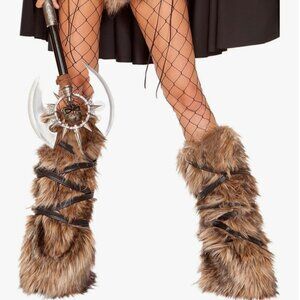 Halloween Viking Costume Faux Fur Leg Cover